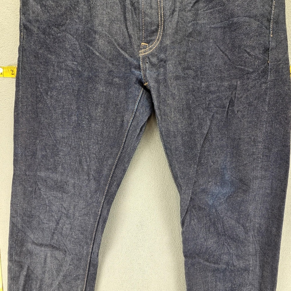 Selvedge Jeans Mens 33x24 Blue Uniqlo Slim Straight Low Rise Kaihara Denim - Picture 12 of 16